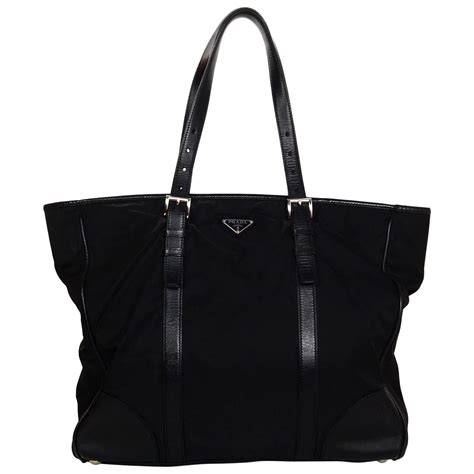 black tote bag prada|prada nylon tote bag black.